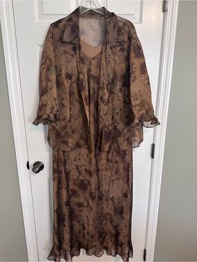 Brown 2pc Shirt with Sheath Dress